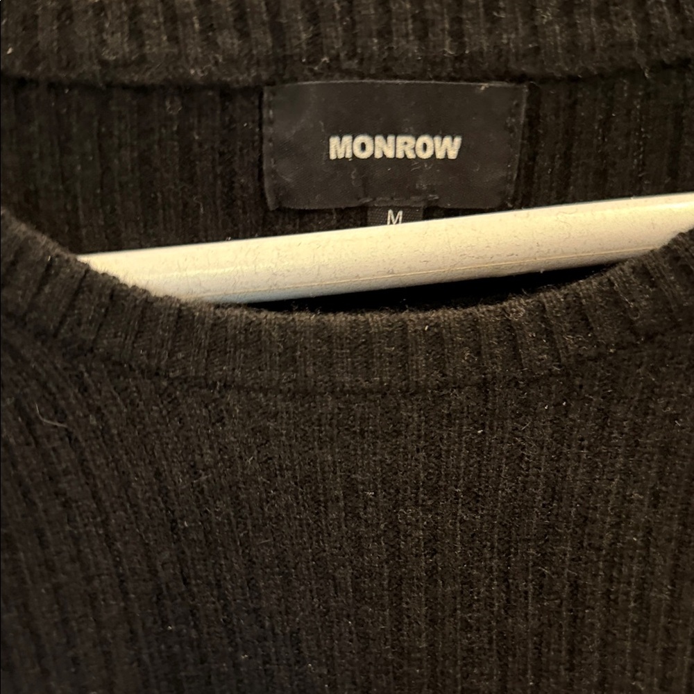 Monrow Charcoal Ribbed Knit Top